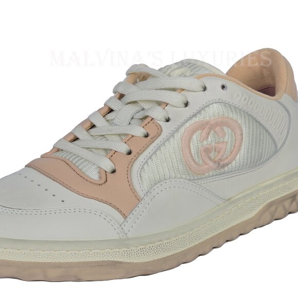GUCCI SNEAKERS MAC 80 EMBROIDERED LOGO DISTRESSED LEATHER SHOES sz 37.5 7.5 - Picture 7 of 15